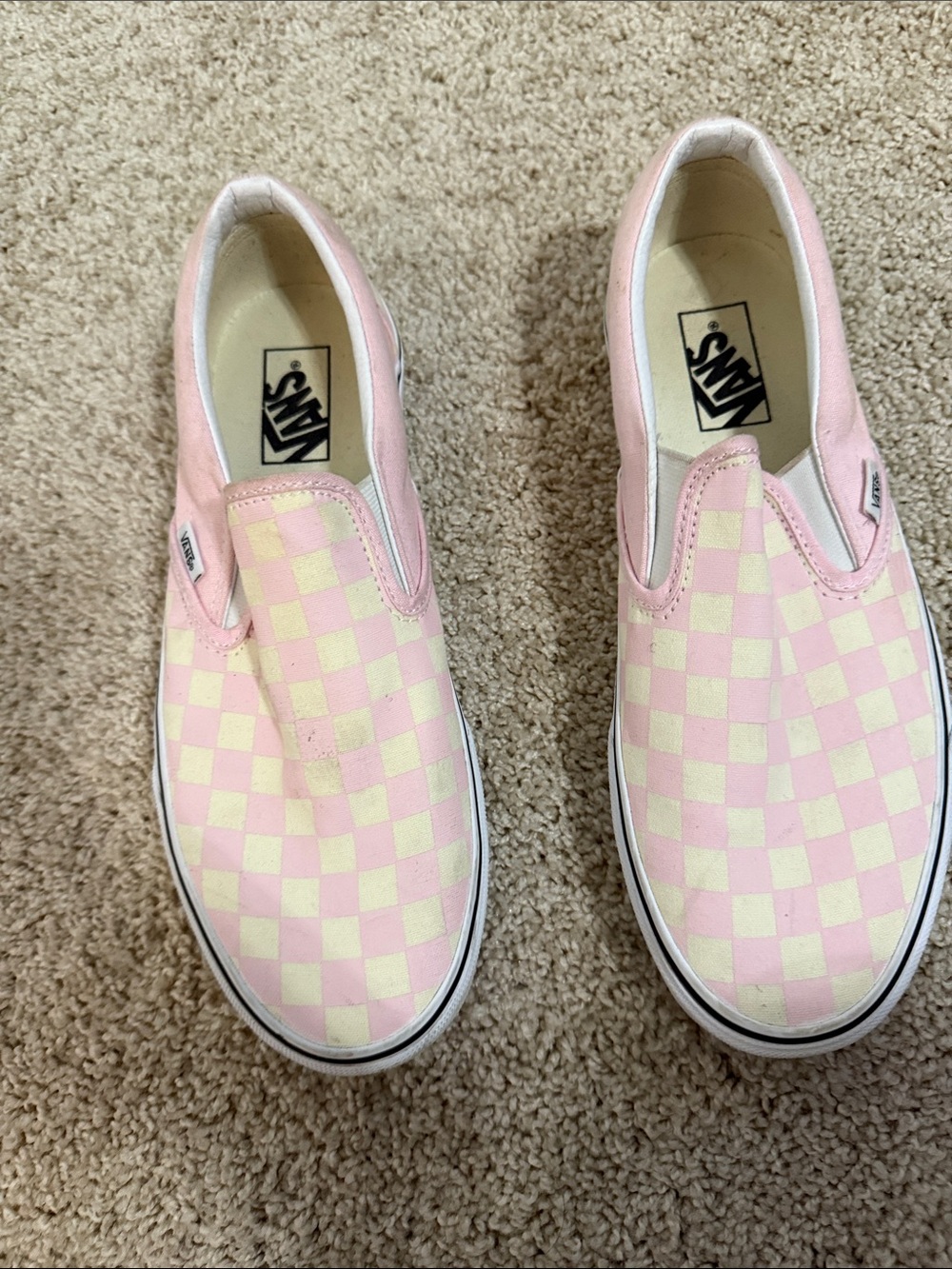 Vans  Slip-On Checkerboard Sneakers - Pink & Cream